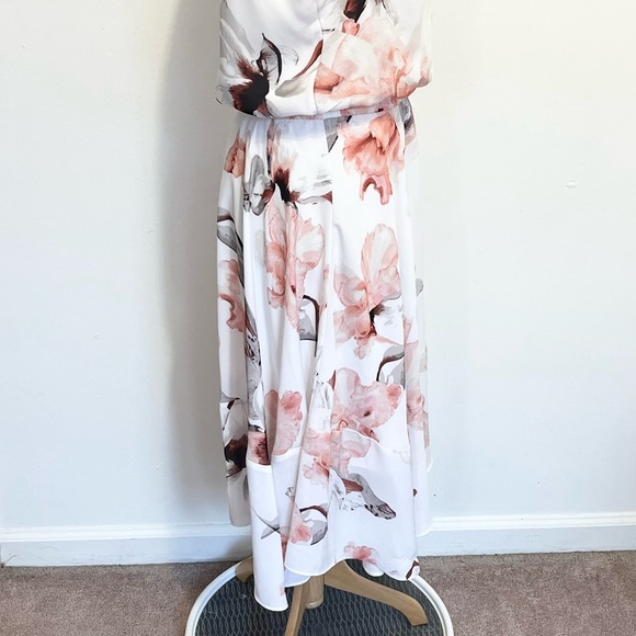 WHBM White Pink Floral Summer Dress Womens Size 10 - Picture 8 of 9